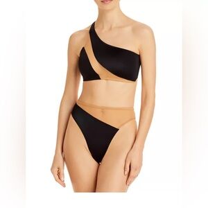 NORMAN KAMALI  -  SNAKE MESH BOTTOM - COLOR: BLACK/NUDE MESH.